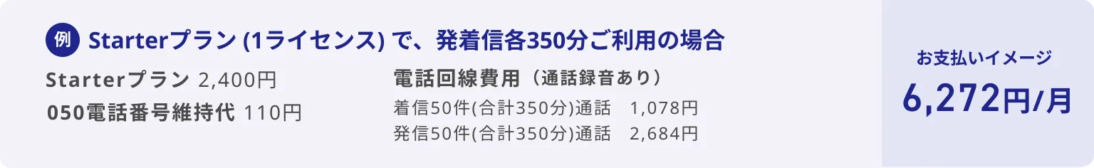 お支払い金額例